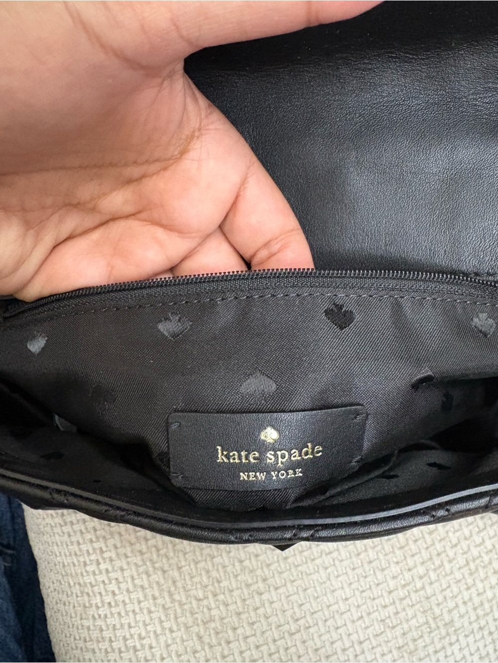 kate spade Quilted Black Shoulder Bag with Gold Accent, - Picture 5 of 6